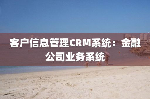 客户信息管理CRM系统：金融公司业务系统
