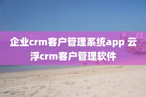 企业crm客户管理系统app 云浮crm客户管理软件