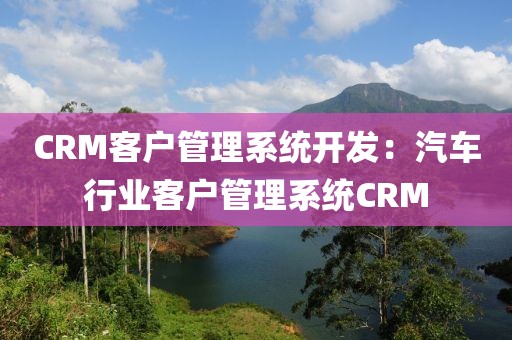 CRM客户管理系统开发：汽车行业客户管理系统CRM