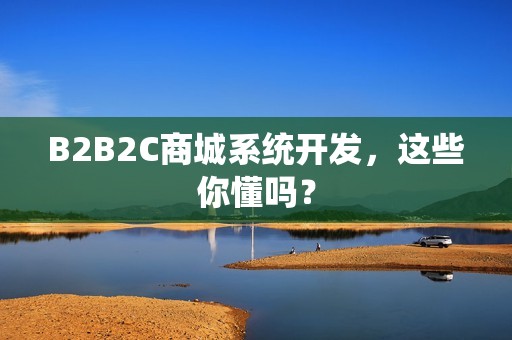 B2B2C商城系统开发，这些你懂吗？
